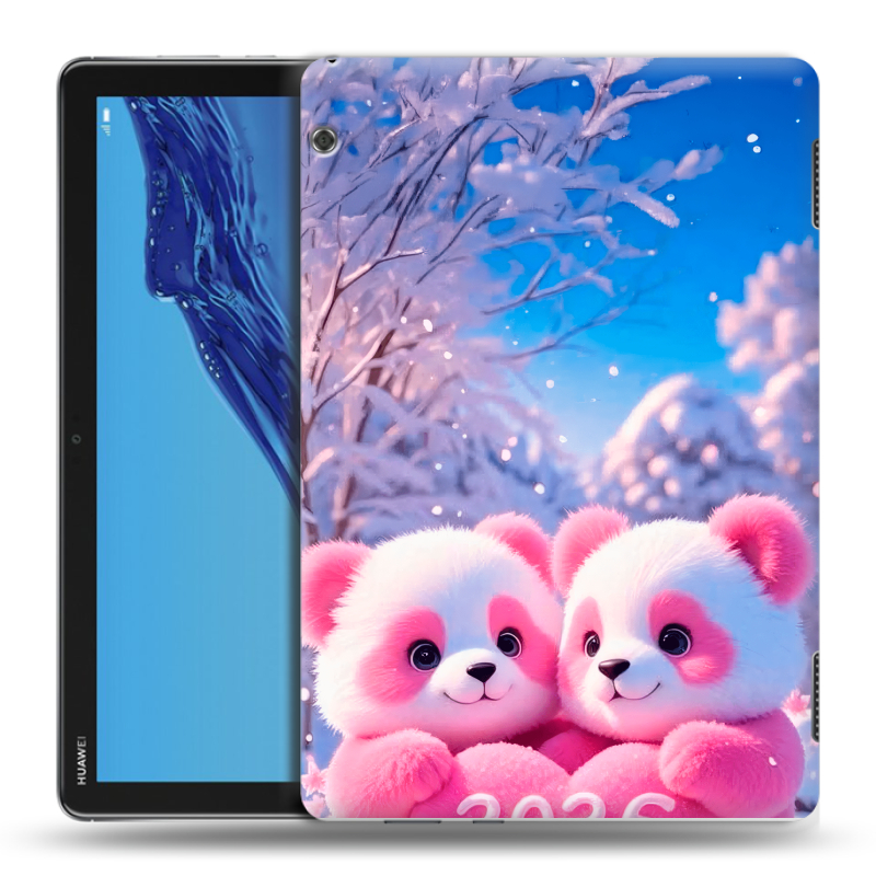 Силиконовый противоударный чехол на Huawei MediaPad T5 с принтом Новый год Силиконовый противоударный чехол на Huawei MediaPad T5 с принтом Новый год