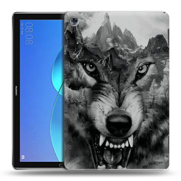 Силиконовый чехол на планшета Huawei MediaPad M5 Lite с принтом Волк Силиконовый чехол на планшета Huawei MediaPad M5 Lite с принтом Волк