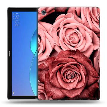 Силиконовый чехол на планшета Huawei MediaPad M5 Lite с принтом Цветы розы Силиконовый чехол на планшета Huawei MediaPad M5 Lite с принтом Цветы розы