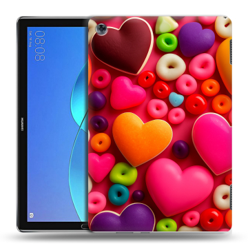 Силиконовый чехол на планшета Huawei MediaPad M5 Lite с принтом Сердечки Силиконовый чехол на планшета Huawei MediaPad M5 Lite с принтом Сердечки