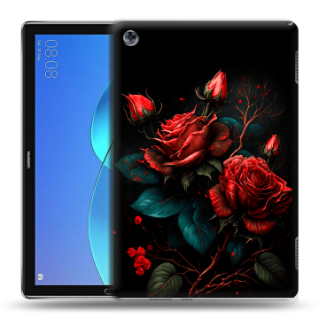 Силиконовый чехол на Huawei MediaPad M5 Lite с принтом Розы красные
