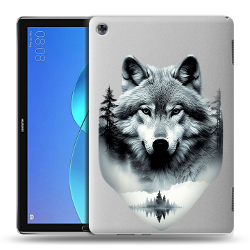 Силиконовый чехол на Huawei MediaPad M5 Lite с принтом Волк в лесу