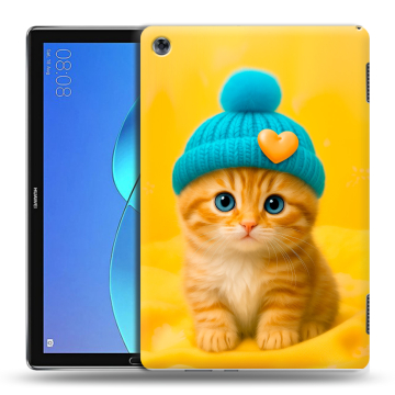Силиконовый чехол на Huawei MediaPad M5 Lite с принтом Котенок в шапке