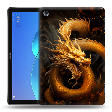 Силиконовый чехол на Huawei MediaPad M5 Lite с принтом Золотой дракон
