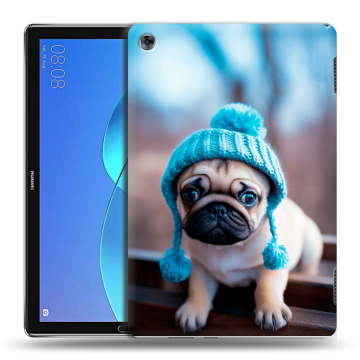 Силиконовый чехол на Huawei MediaPad M5 Lite с принтом Мопс в шапке