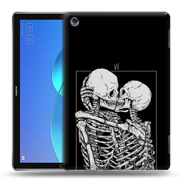 Силиконовый чехол на Huawei MediaPad M5 Lite с принтом Поцелуй скелетов