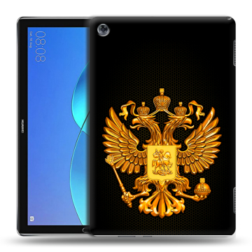 Силиконовый чехол на Huawei MediaPad M5 Lite с принтом Герб России желтый