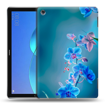 Силиконовый чехол на Huawei MediaPad M5 Lite с принтом Голубые цветы