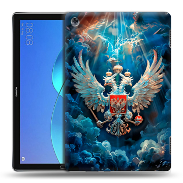 Силиконовый чехол на Huawei MediaPad M5 Lite с принтом Герб флаг России