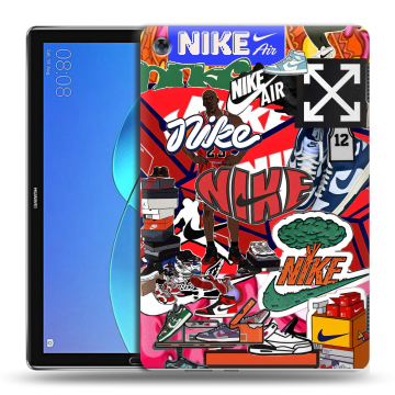 Силиконовый чехол на Huawei MediaPad M5 Lite с принтом Найк Nike яркий