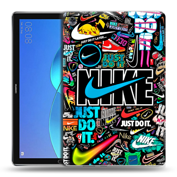 Силиконовый чехол на Huawei MediaPad M5 Lite с принтом найк nike черный