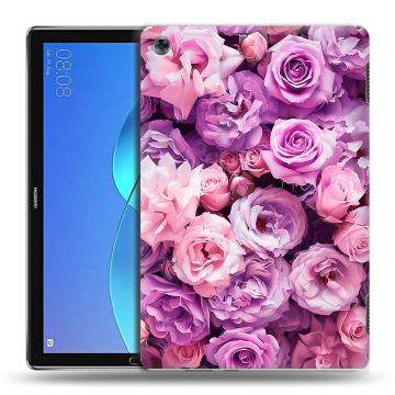 Силиконовый чехол на Huawei MediaPad M5 Lite с принтом лавандовые розы