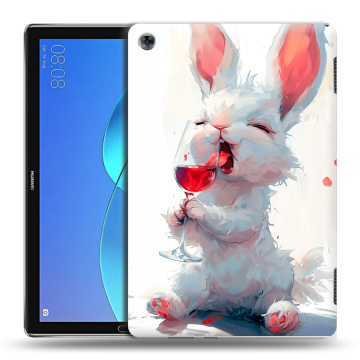 Силиконовый чехол на Huawei MediaPad M5 Lite с принтом кролик зайчик