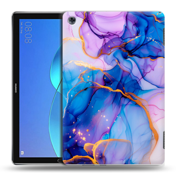 Силиконовый чехол на Huawei MediaPad M5 Lite с принтом синий мрамор