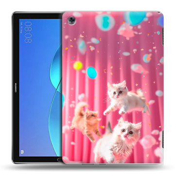 Силиконовый чехол на Huawei MediaPad M5 Lite с принтом милые котики