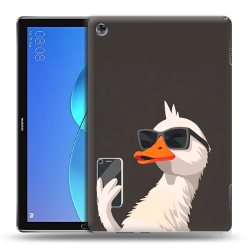 Силиконовый чехол на Huawei MediaPad M5 Lite с принтом утка в очках