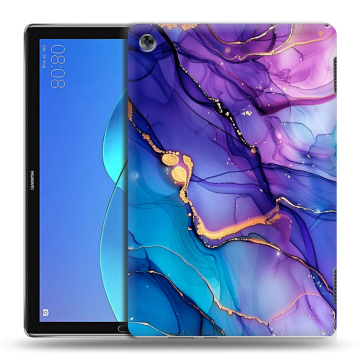 Силиконовый чехол на Huawei MediaPad M5 Lite с принтом синий мрамор