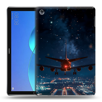 Силиконовый чехол на Huawei MediaPad M5 Lite с принтом самолет