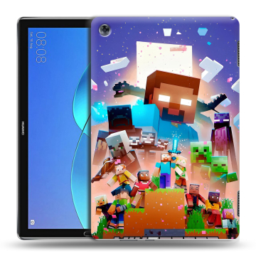 Силиконовый чехол на Huawei MediaPad M5 Lite с принтом Майнкрафт Minecraft