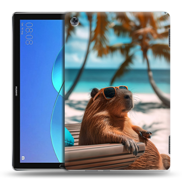 Силиконовый чехол на Huawei MediaPad M5 Lite с принтом Капибара