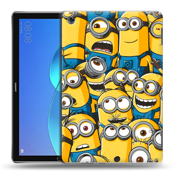 Силиконовый чехол на Huawei MediaPad M5 Lite с принтом Миньоны