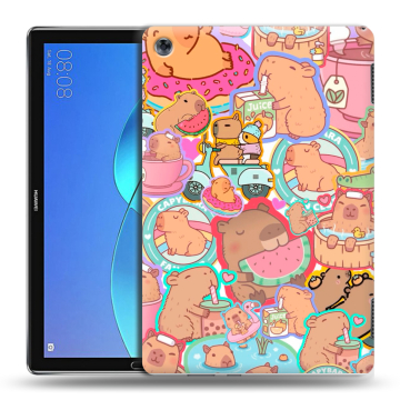 Силиконовый чехол на Huawei MediaPad M5 Lite с принтом капибары