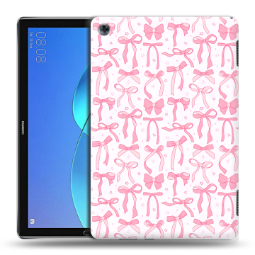 Силиконовый чехол на Huawei MediaPad M5 Lite с принтом Розовые бантики
