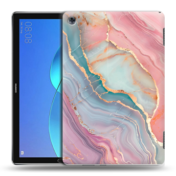 Силиконовый чехол на Huawei MediaPad M5 Lite с принтом розовый мрамор
