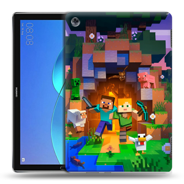 Силиконовый чехол на Huawei MediaPad M5 Lite с принтом Майнкрафт Minecraft