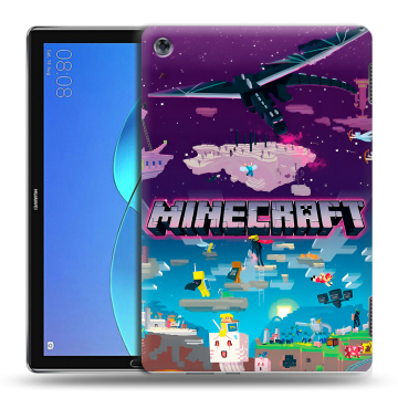 Силиконовый чехол на Huawei MediaPad M5 Lite с принтом Майнкрафт Minecraft