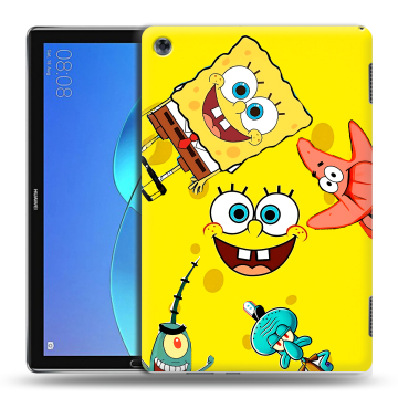 Силиконовый чехол на Huawei MediaPad M5 Lite с принтом Спанч боб Спанчбоб