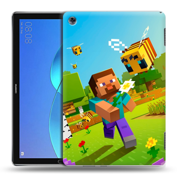 Силиконовый чехол на Huawei MediaPad M5 Lite с принтом Майнкрафт Minecraft