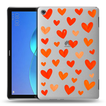 Силиконовый чехол на Huawei MediaPad M5 Lite с принтом Сердечки Силиконовый чехол на Huawei MediaPad M5 Lite с принтом Сердечки