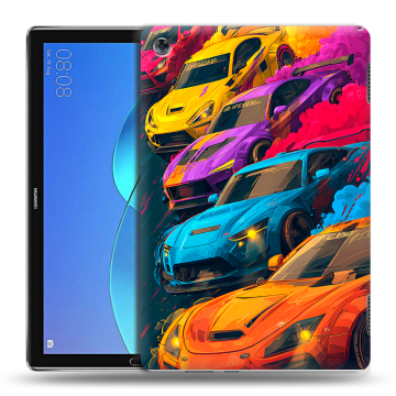 Силиконовый чехол на Huawei MediaPad M5 Lite с принтом Тачки Силиконовый чехол на Huawei MediaPad M5 Lite с принтом Тачки