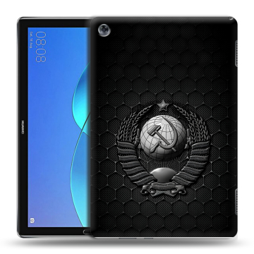 Силиконовый чехол на Huawei MediaPad M5 Lite с принтом Герб Флаг СССР