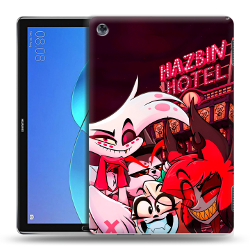 Силиконовый чехол на Huawei MediaPad M5 Lite с принтом Hazbin Hotel Отель Хазбин