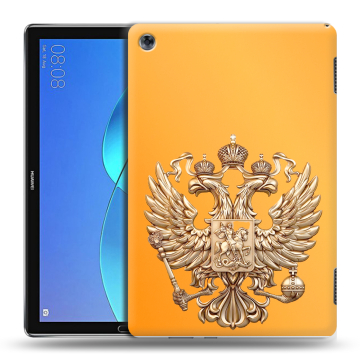 Силиконовый чехол на Huawei MediaPad M5 Lite с принтом Герб Флаг России