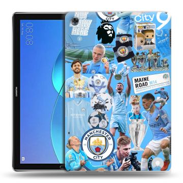 Силиконовый чехол на Huawei MediaPad M5 Lite с принтом Man City Манчестер Сити