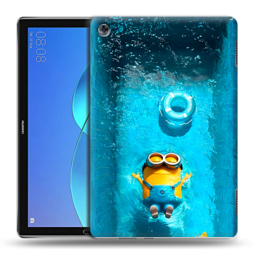 Силиконовый чехол на Huawei MediaPad M5 Lite с принтом Миньоны