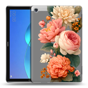 Силиконовый чехол на Huawei MediaPad M5 Lite с принтом цветы