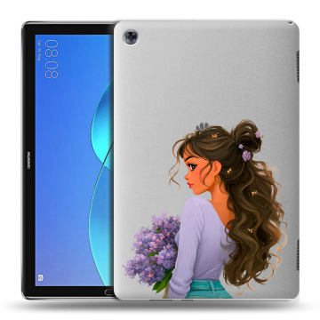 Силиконовый чехол на Huawei MediaPad M5 Lite с принтом девушка цветы