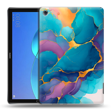 Силиконовый чехол на Huawei MediaPad M5 Lite с принтом Мрамор блестки