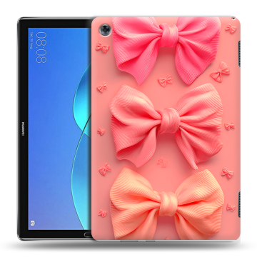 Силиконовый чехол на Huawei MediaPad M5 Lite с принтом Розовые бантики