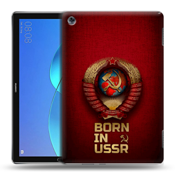 Силиконовый чехол на Huawei MediaPad M5 Lite с принтом Флаг Герб СССР