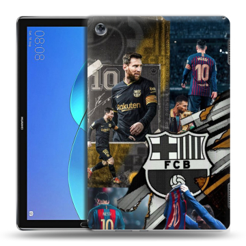 Силиконовый чехол на Huawei MediaPad M5 Lite с принтом Messi Barcelona