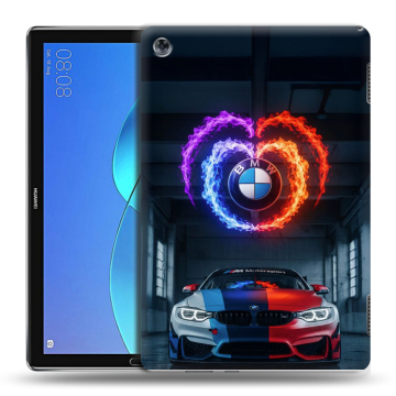Силиконовый чехол на Huawei MediaPad M5 Lite с принтом BMW БМВ