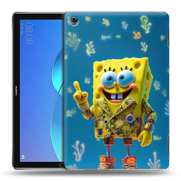 Силиконовый чехол на Huawei MediaPad M5 Lite с принтом Спанч боб Спанчбоб