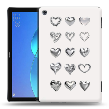 Силиконовый чехол на Huawei MediaPad M5 Lite с принтом Y2K сердечки