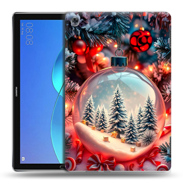 Силиконовый чехол на Huawei MediaPad M5 Lite с принтом Новый год
