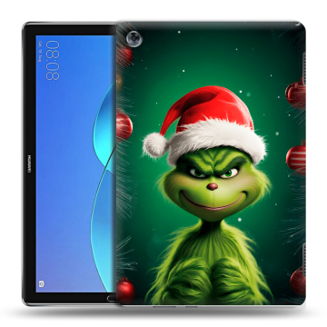 Силиконовый чехол на Huawei MediaPad M5 Lite с принтом Гринч Новый год Рождество